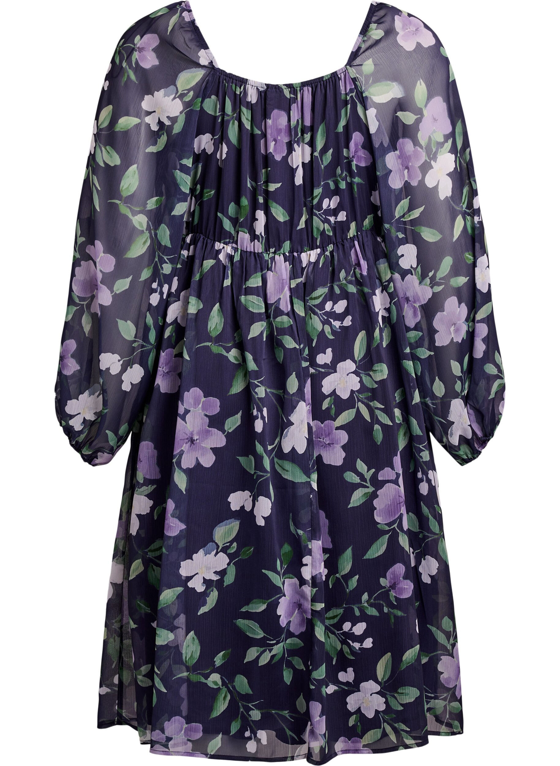 Zizzi Festkl&auml;nning i chiffong med l&aring;nga &auml;rmar, Bl&aring;, Packshot image number 1