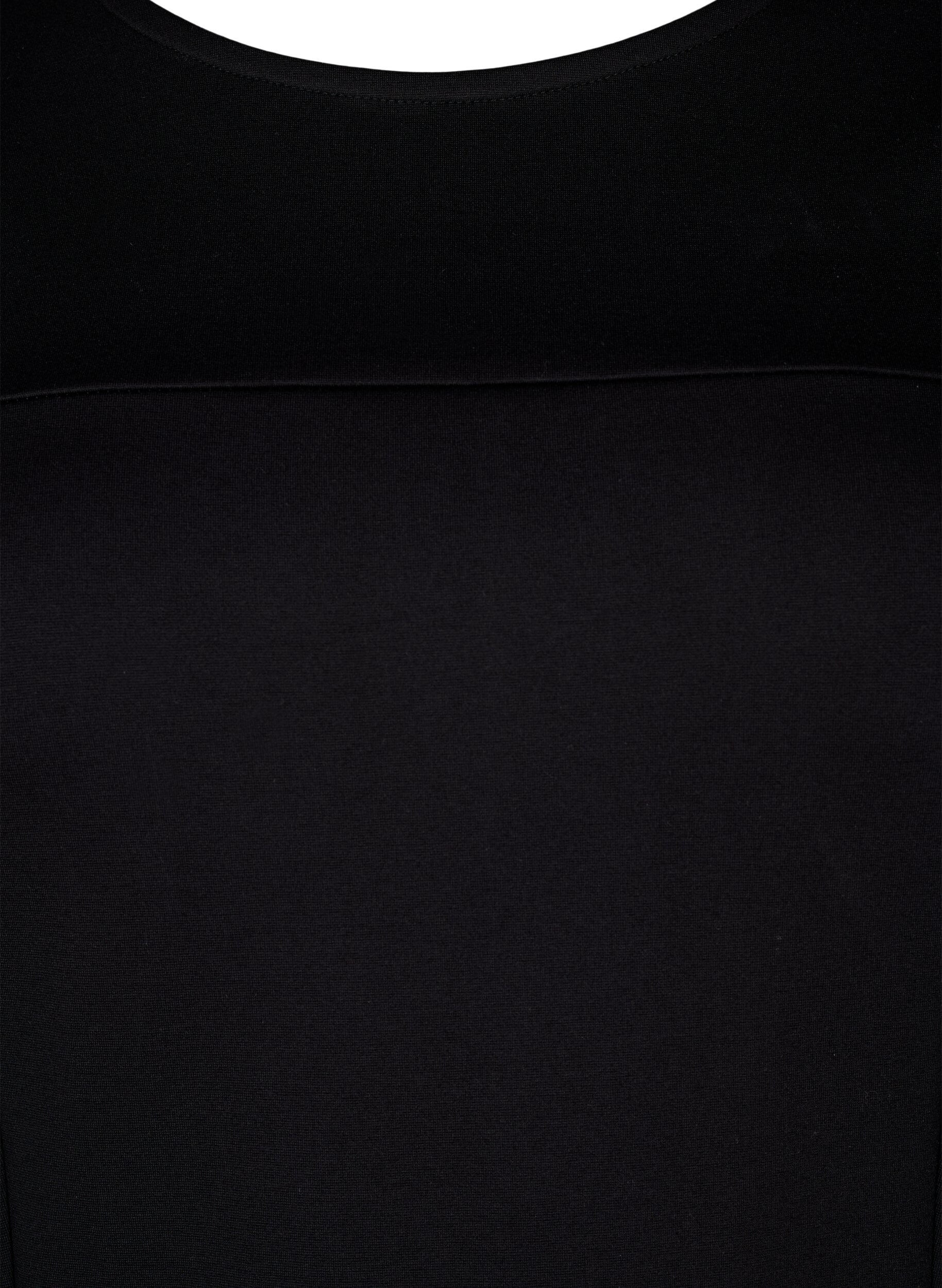 Zizzi A-linjeformad kl&auml;nning med trekvarts&auml;rm, Svart, Packshot image number 2