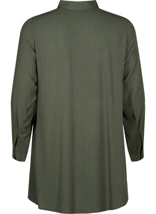 Lång viskosskjorta med långa ärmar, Thyme, Packshot image number 1
