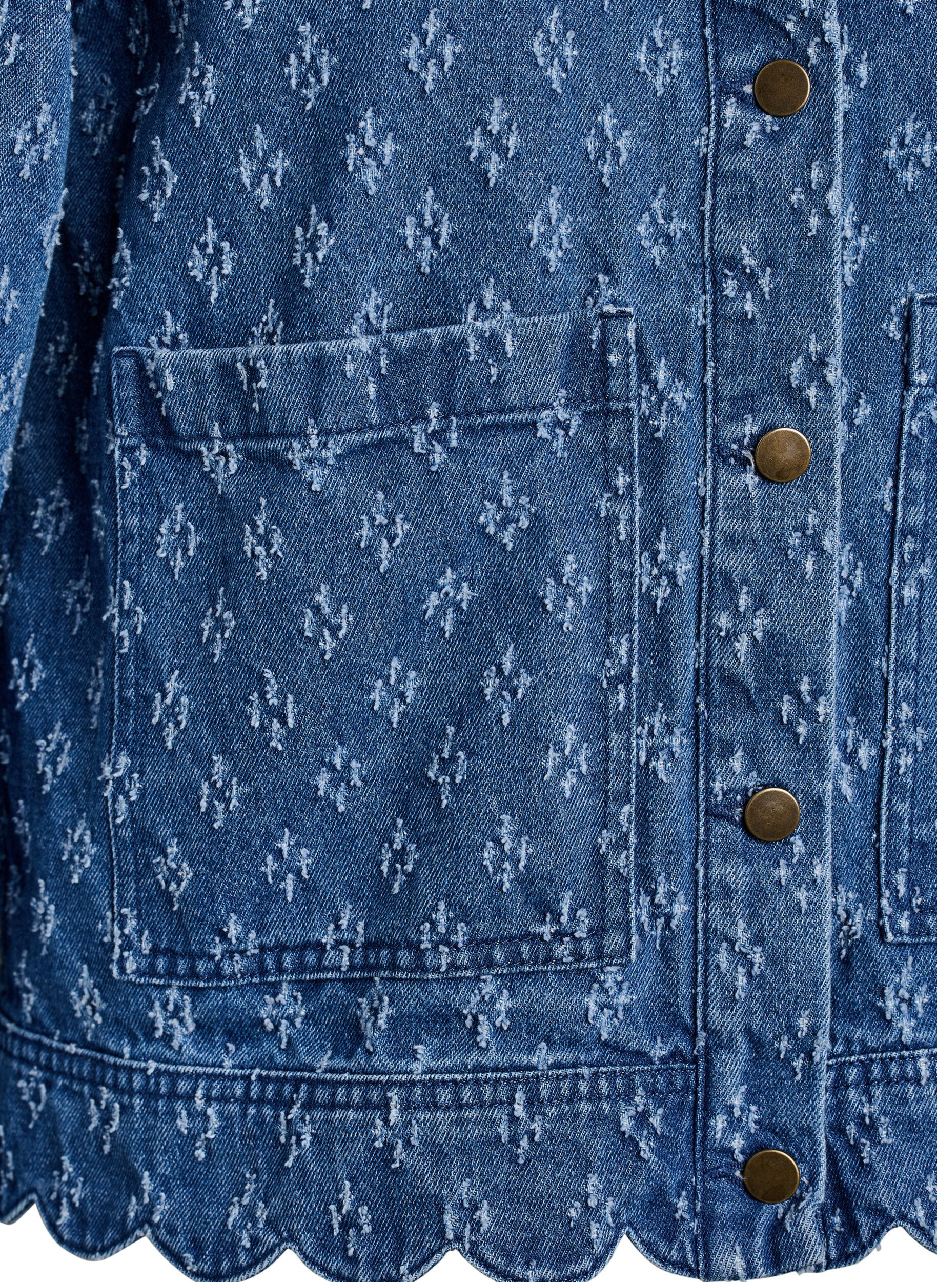 ZizziJeansjacka med slitningar, Bl&aring;, Packshot image number 3