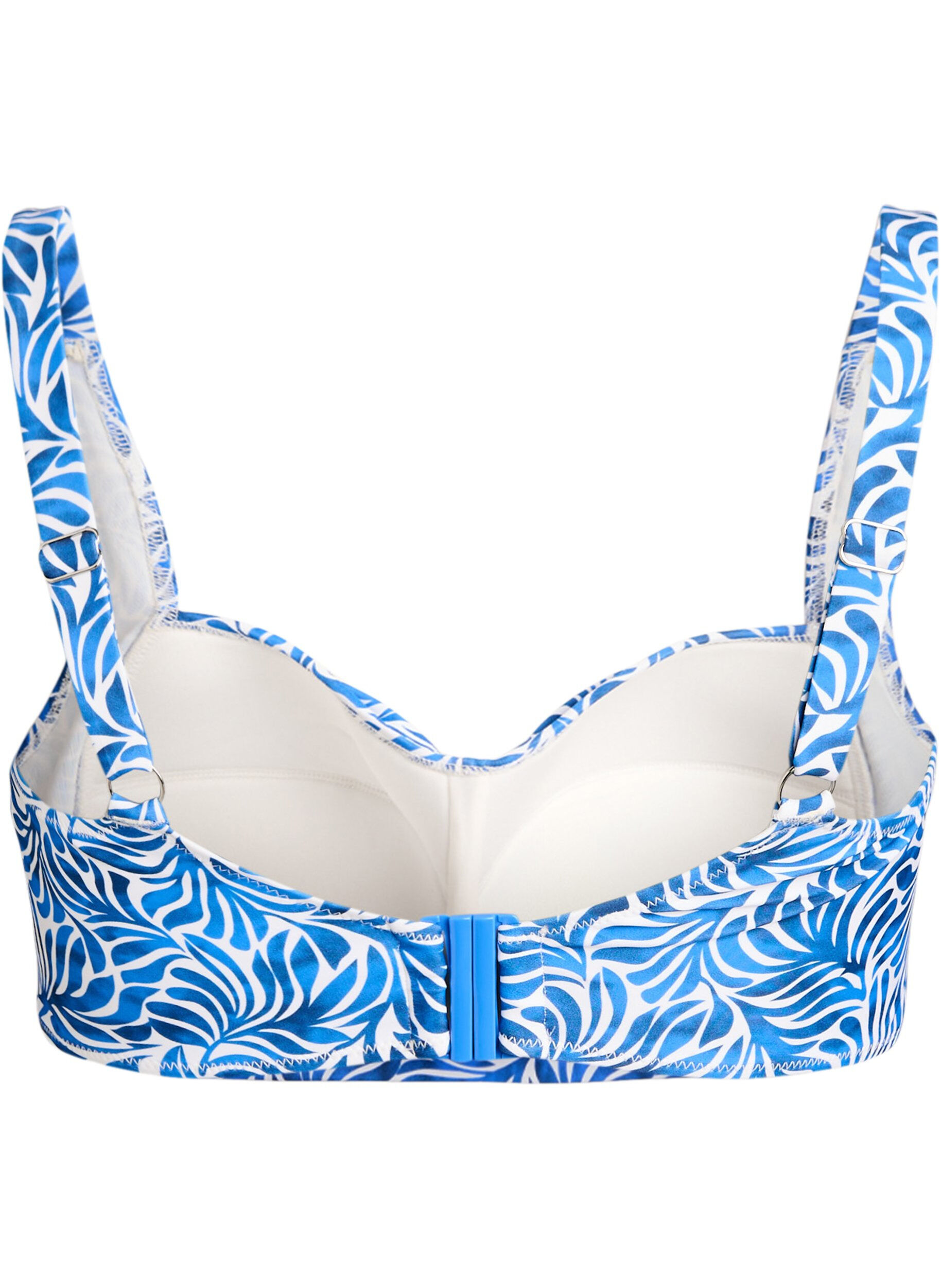 ZizziVadderad bikinitopp med tryck, Bl&aring;, Packshot image number 1