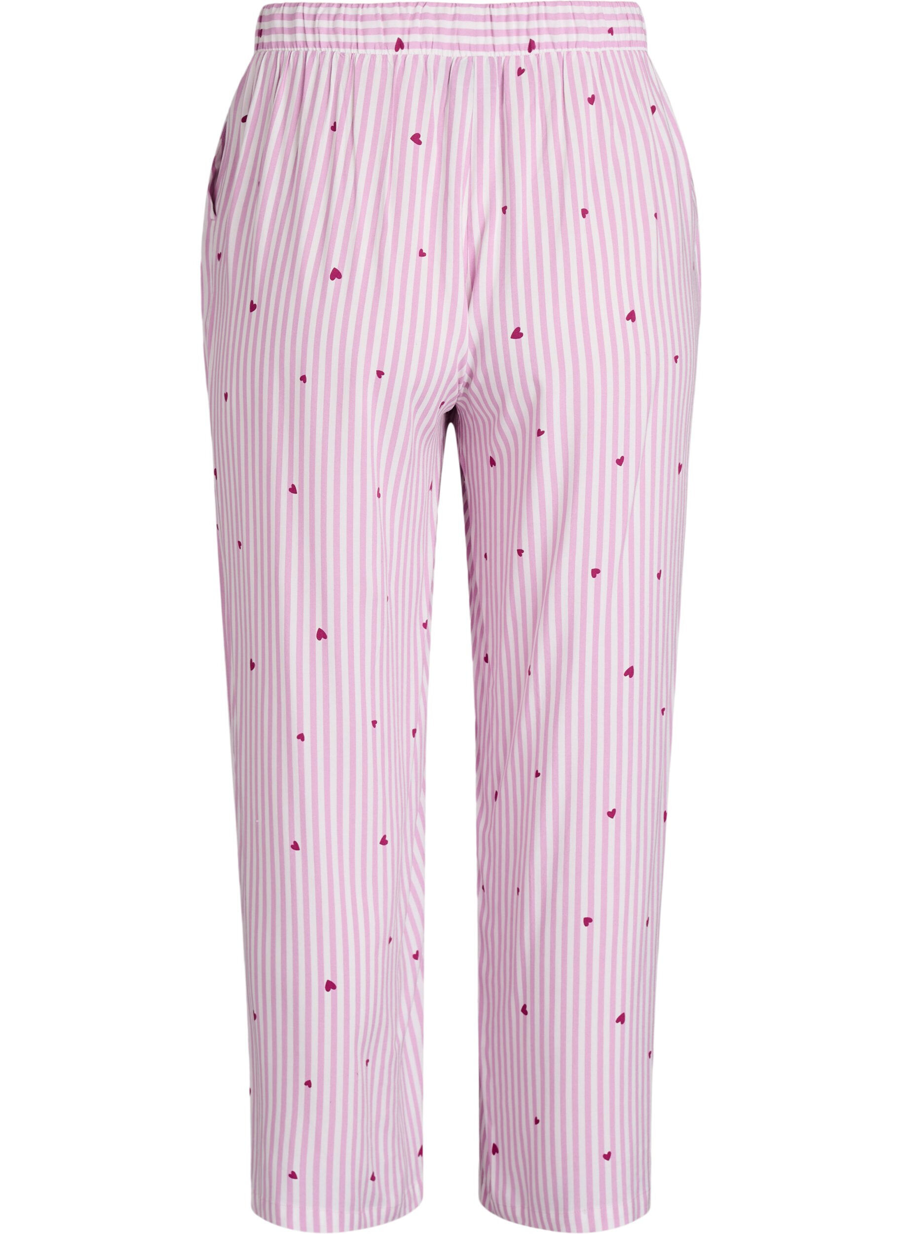 ZizziL&ouml;sa nattbyxor med r&auml;nder och hj&auml;rtan, Rosa, Packshot image number 1