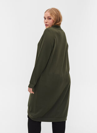 Enfärgad klänning i sweatshirtmaterial, Forest Night, Model image number 1