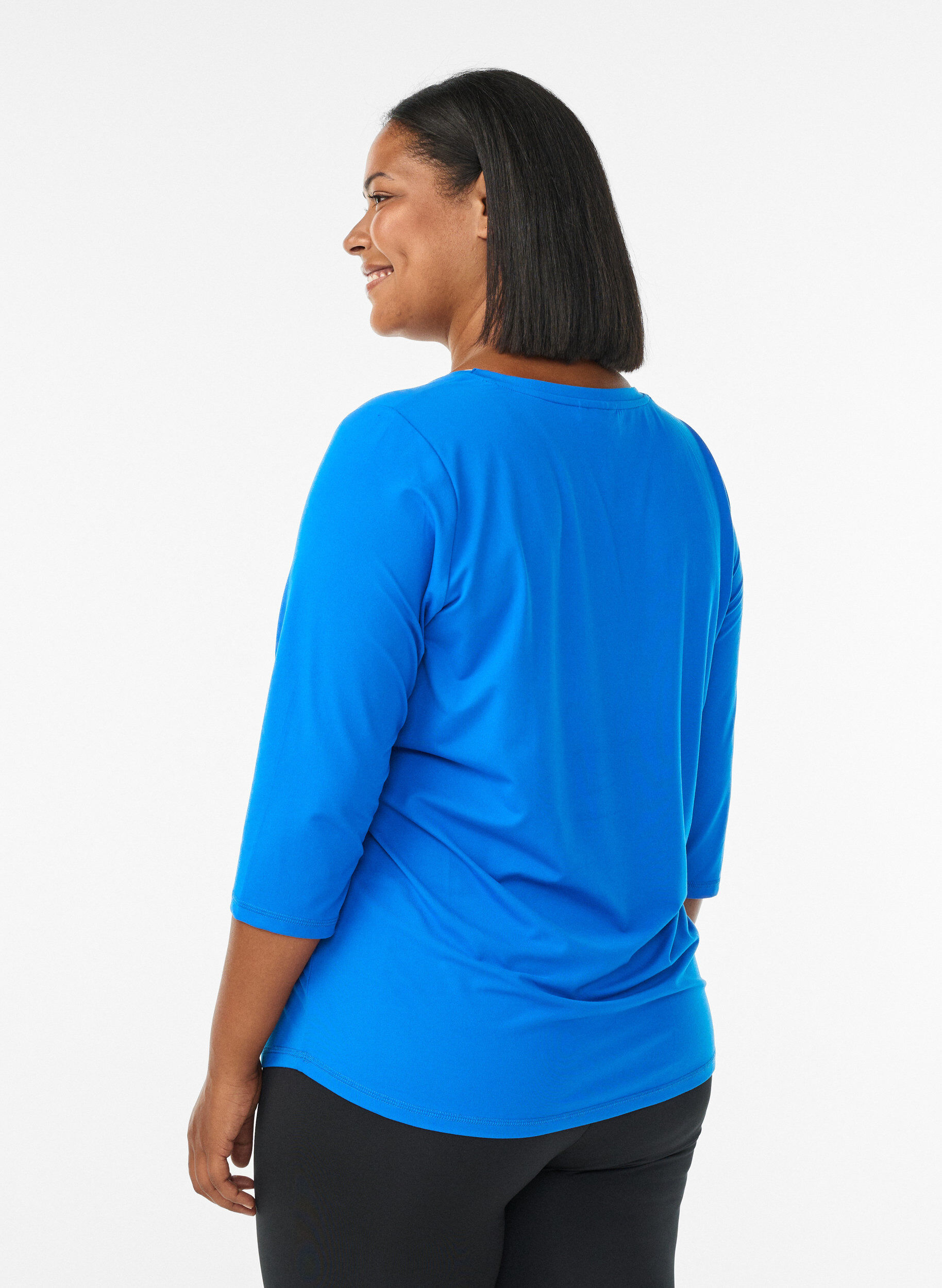 ZizziTr&auml;ningsblus med trekvarts&auml;rm, Bl&aring;, Model image number 2