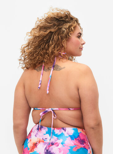 Triangel-bikinibehå med tryck, Pink Flower, Model image number 1