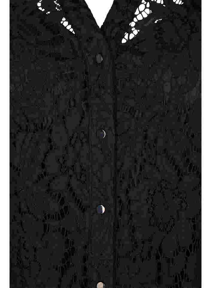 Spetsklänning med långa ärmar, Black, Packshot image number 2