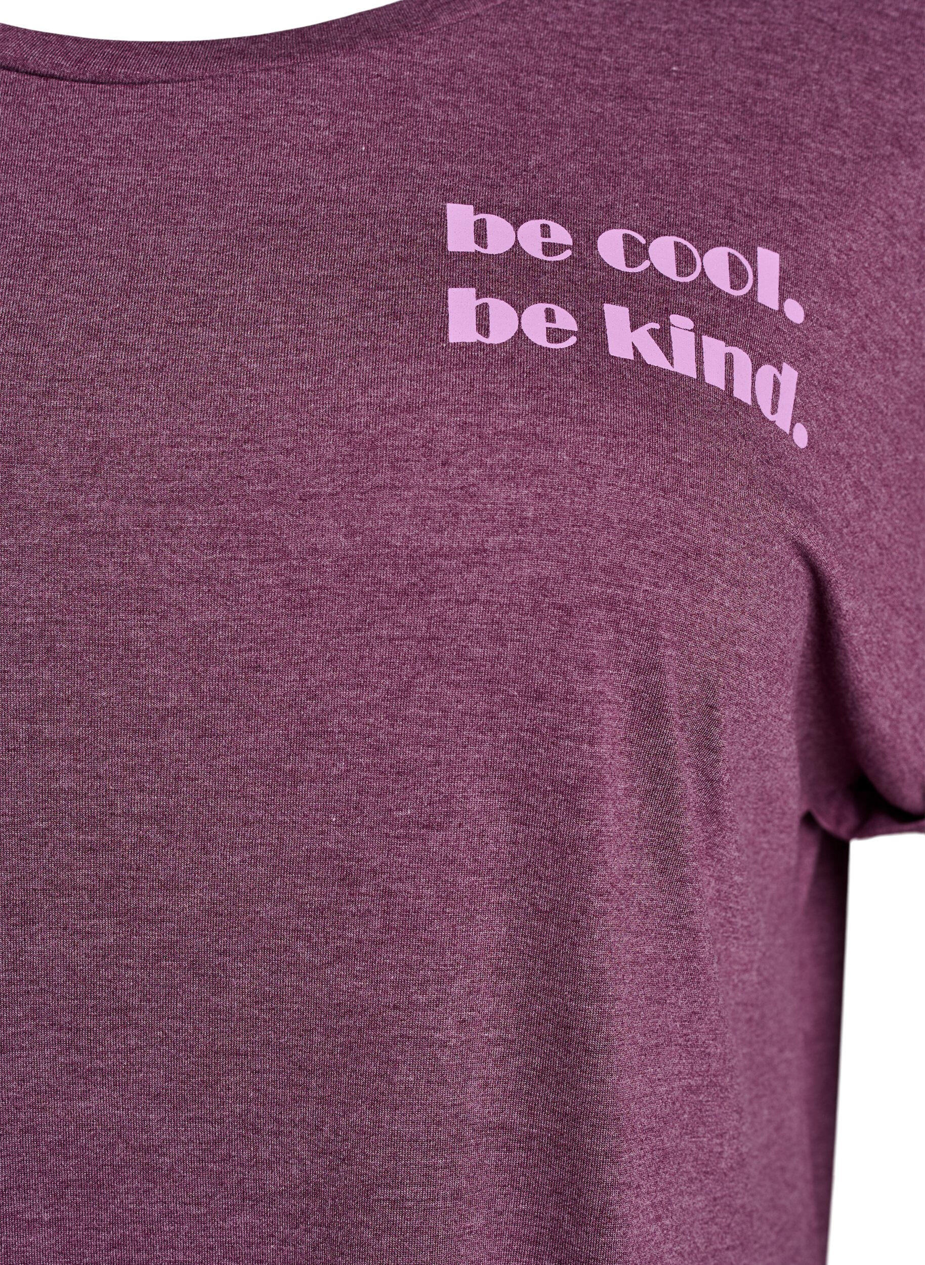 Zizzi Kort&auml;rmat nattlinne med texttryck, M&ouml;rk Bordeaux, Packshot image number 2