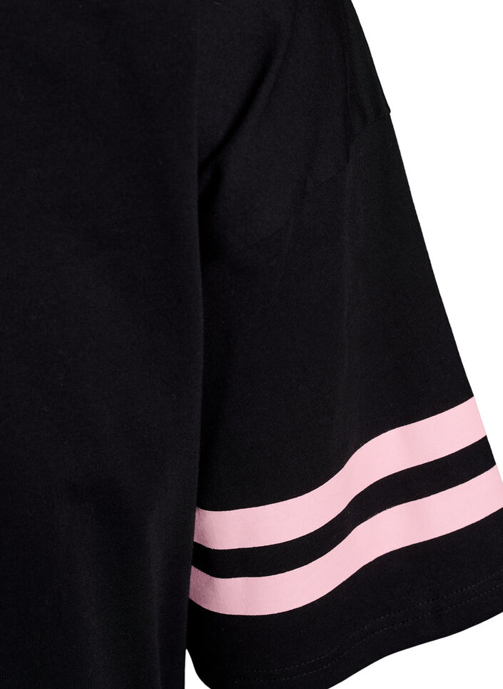 Sportig oversized college-t-shirt, Svart, Packshot image number 3