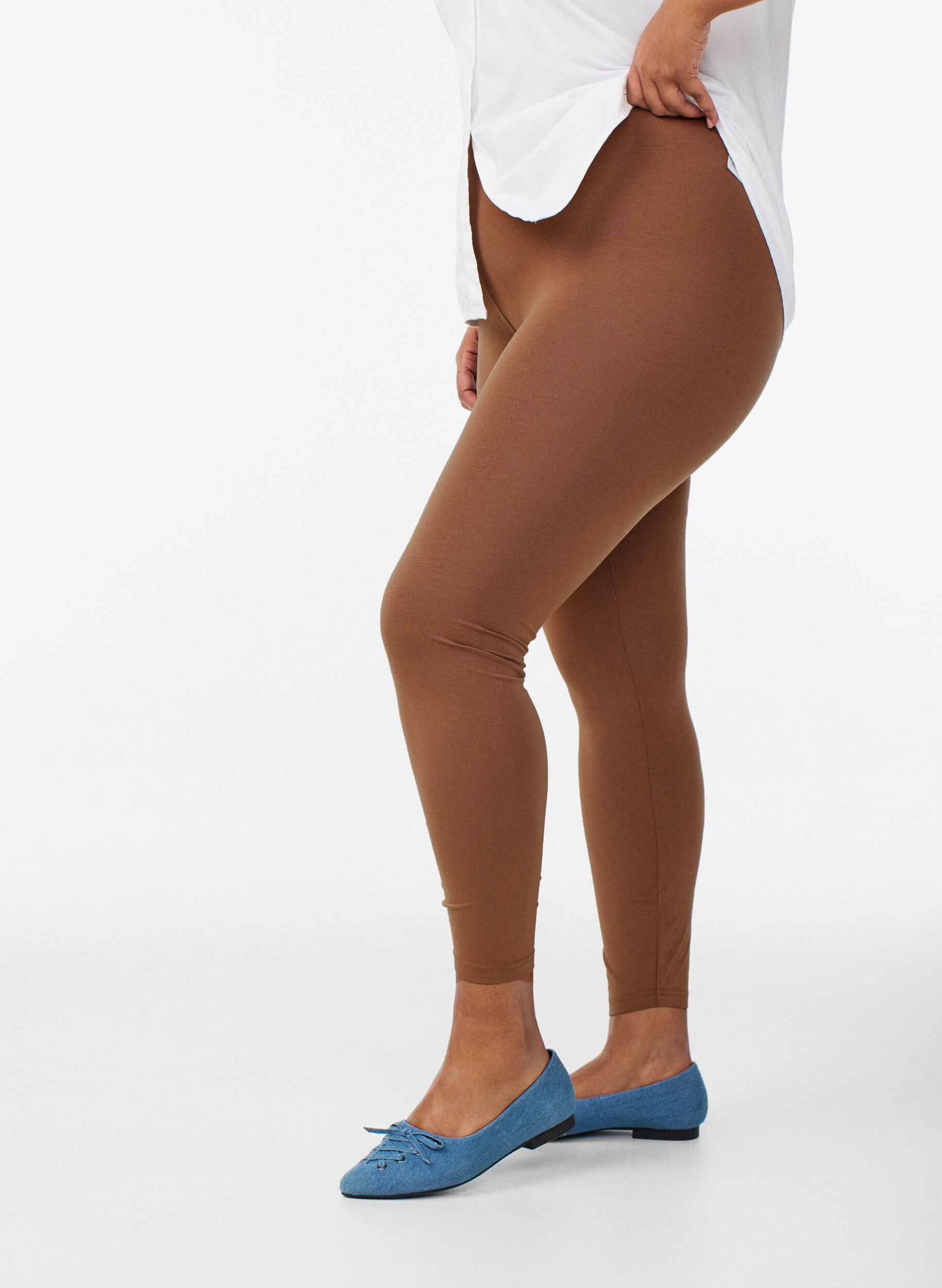 ZizziBasic leggings i viskos, Brun, Model image number 0