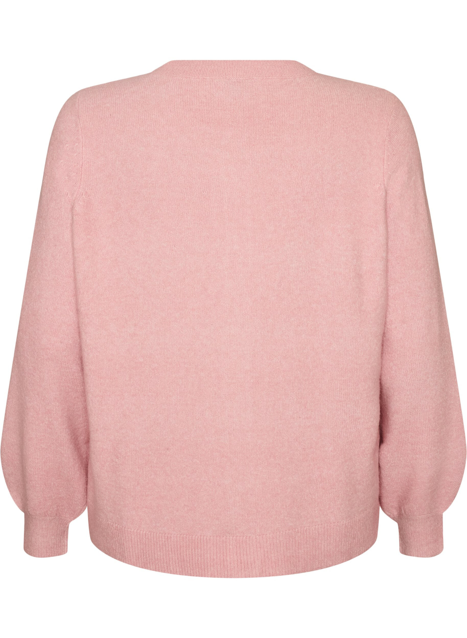 ZizziKofta i mjukt stickat med guldf&auml;rgade knappar, Rosa, Packshot image number 1