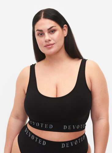 Seamless bh med texttryck, Black, Model image number 0