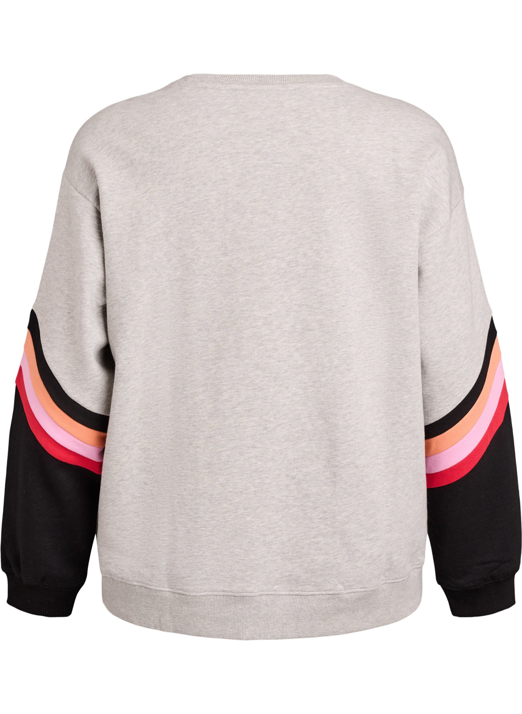 Zizzi L&ouml;s sweatshirt med kontrastdetaljer p&aring; &auml;rmarna, Gr&aring;, Packshot image number 1