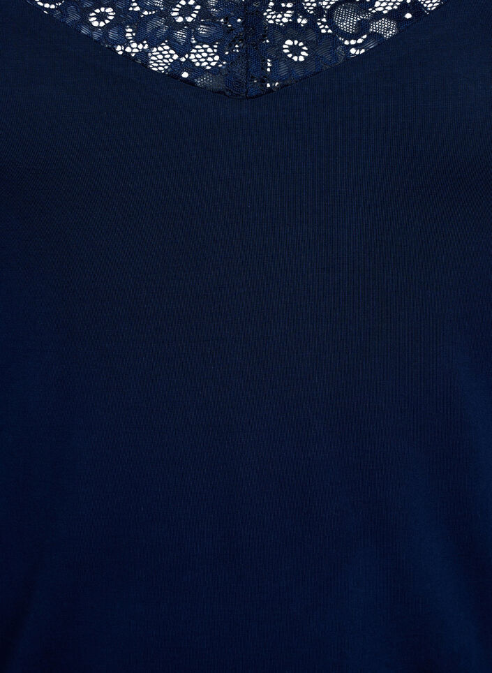 Topp i viskos med spetskant, Blå, Packshot image number 2
