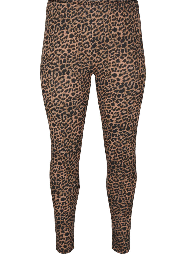 Viskos leggings med leopardmönster, Svart, Packshot image number 0