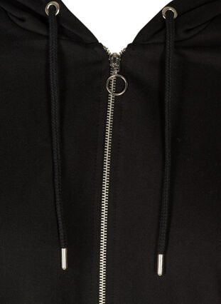 Lång cardigan i bomull med print, Black, Packshot image number 2