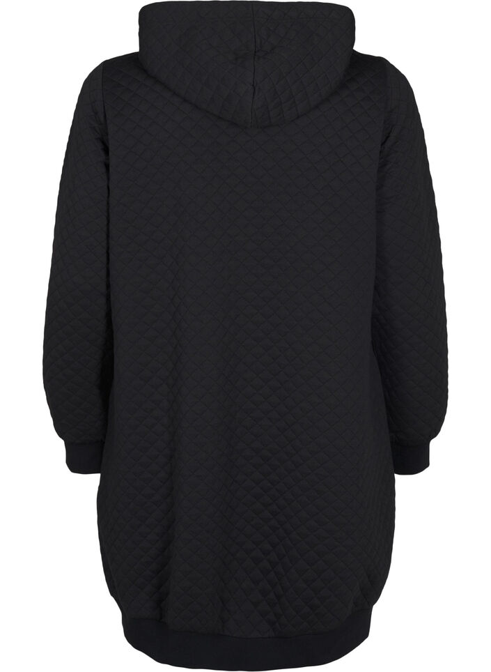 Lång quiltad kofta i sportmodell med dragkedja, Svart, Packshot image number 1