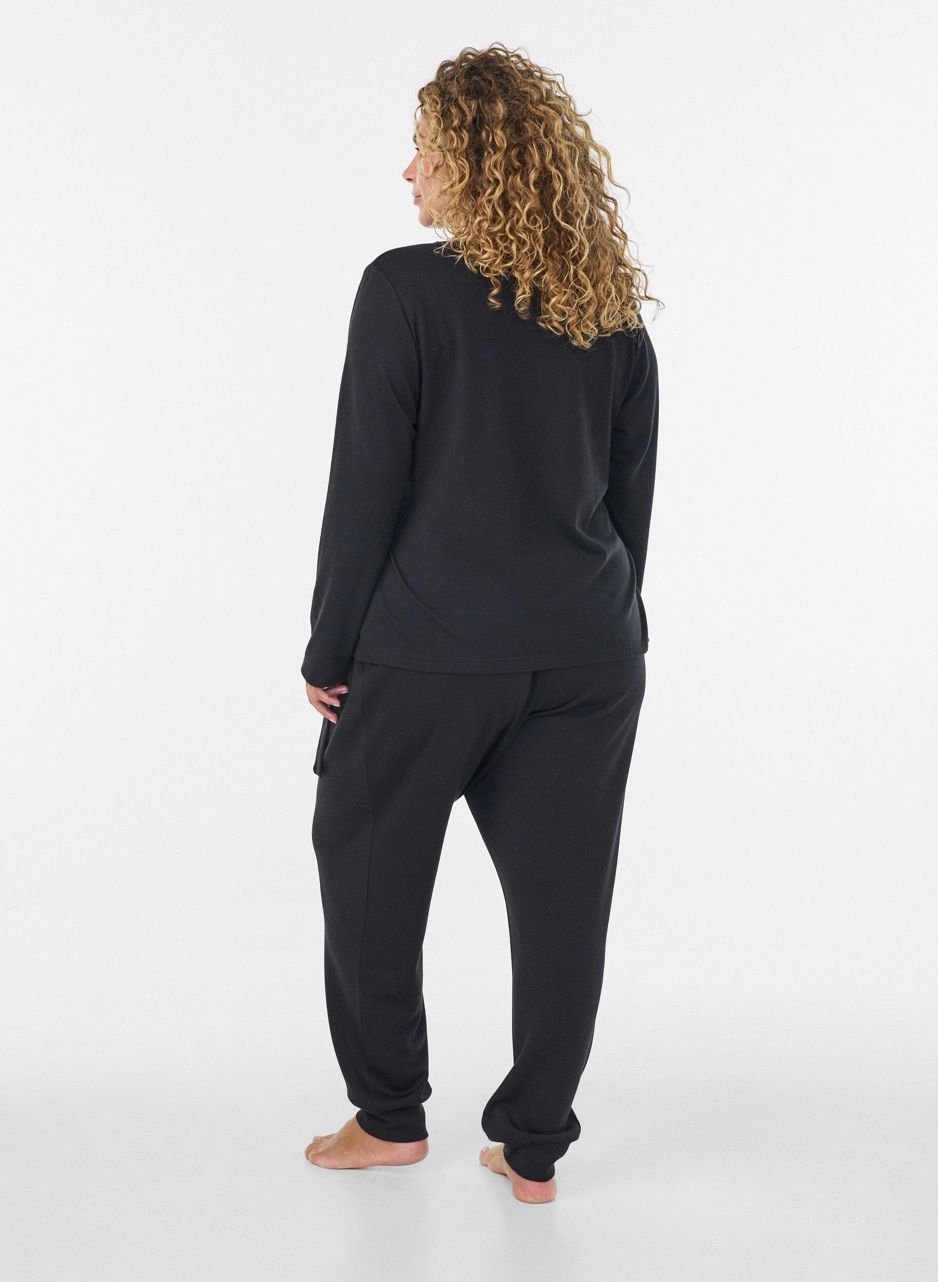 ZizziOmlottblus i jersey med knytning, Svart, Model image number 2