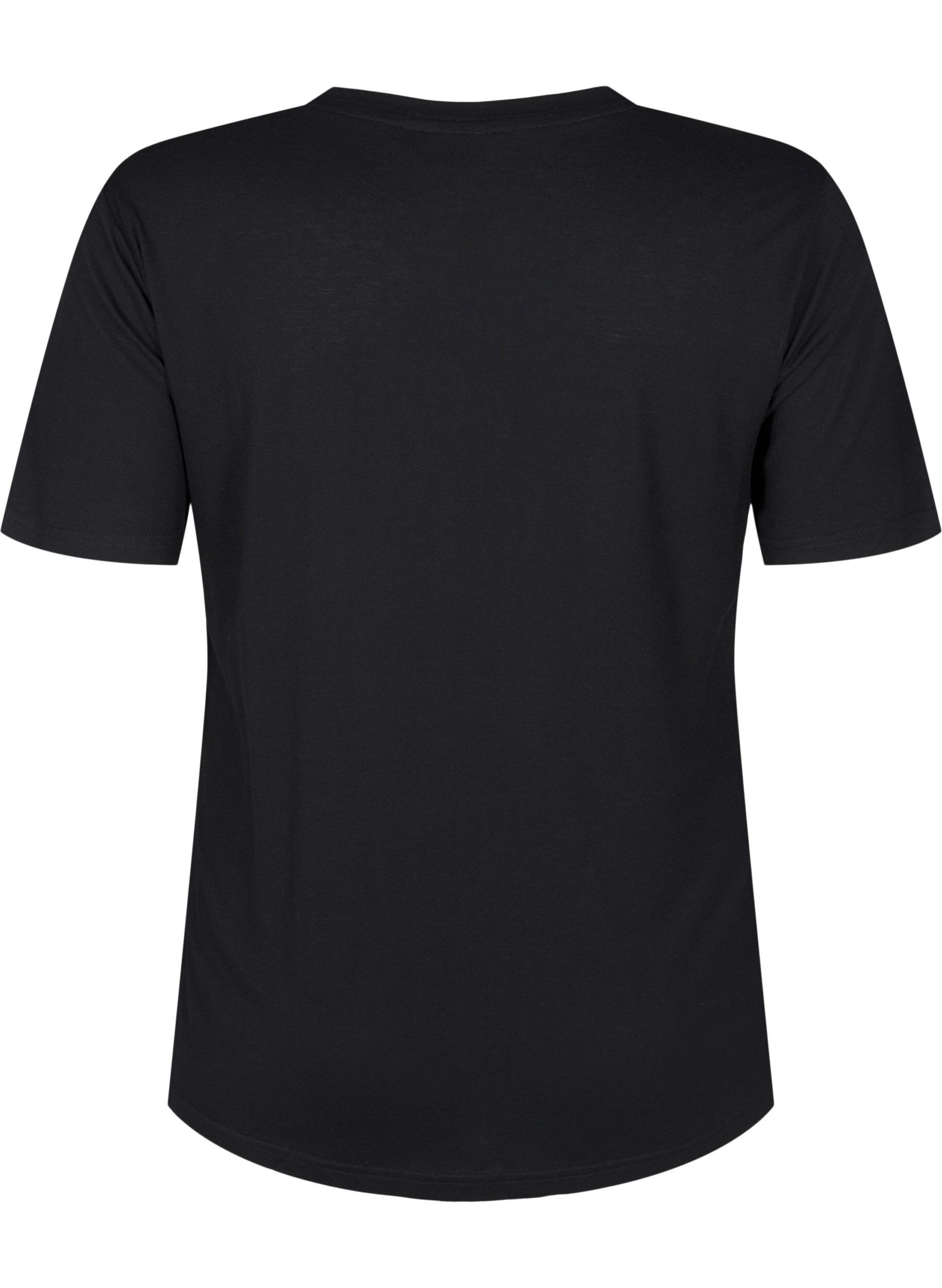 Zizzi T-shirt i ull och viskos, Black, Packshot image number 1