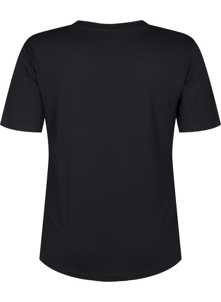 T-shirt i ull och viskos, Black, Packshot image number 1