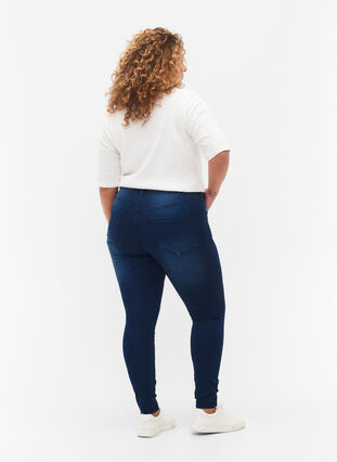 Super slim Amy jeans med hög midja, Blue denim, Model image number 1