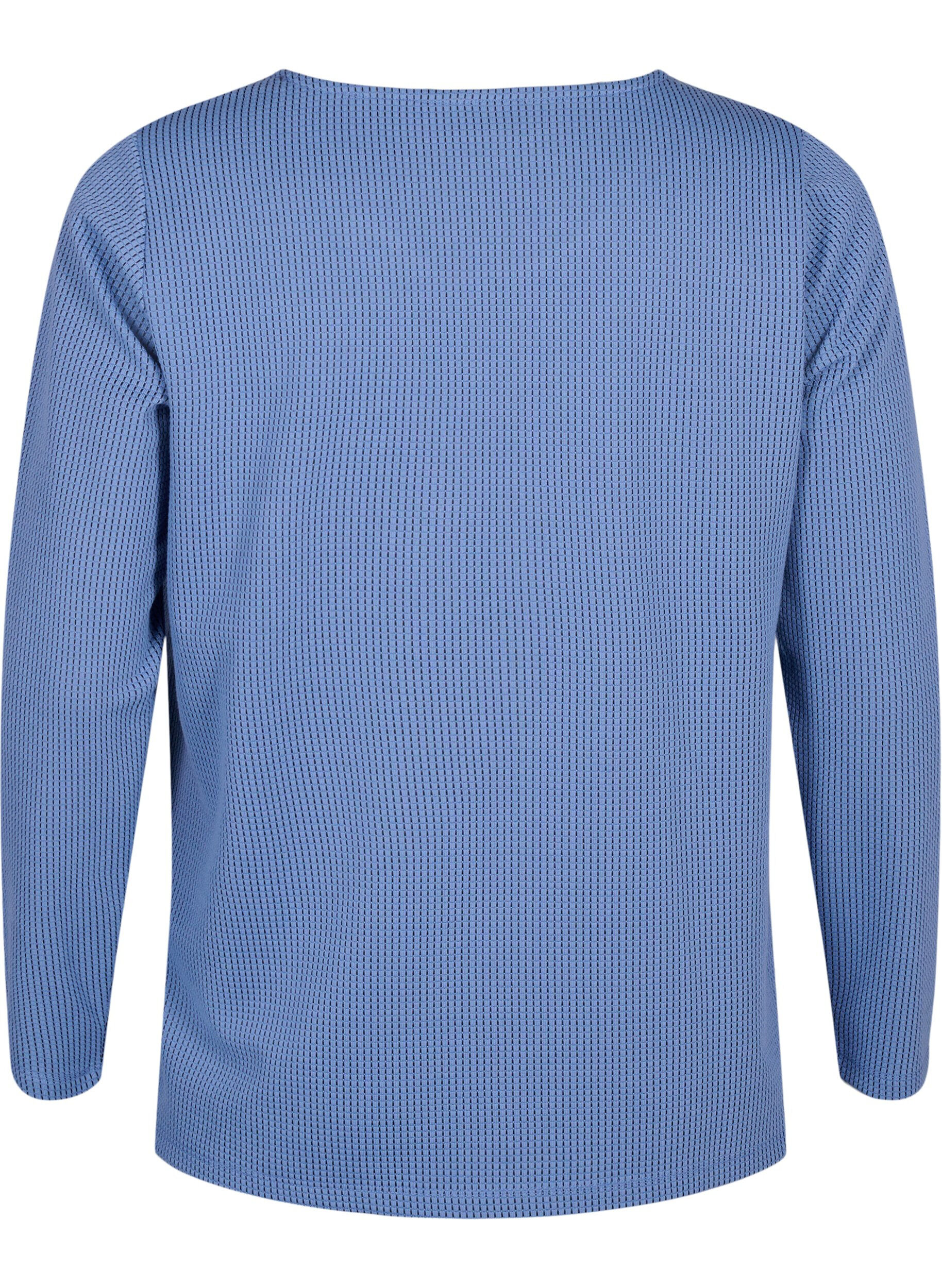 Zizzi A-linjeformad blus med textur, Quiet Harbor, Packshot image number 1