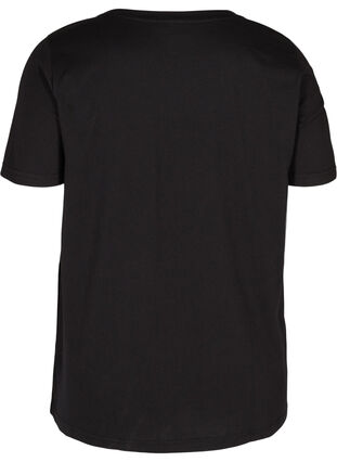 T-shirt med tryck i ekologisk bomull, Black Merci, Packshot image number 1