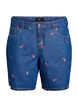 Jeansshorts med broderade jordgubbar, Bl&aring;, Packshot image number 0