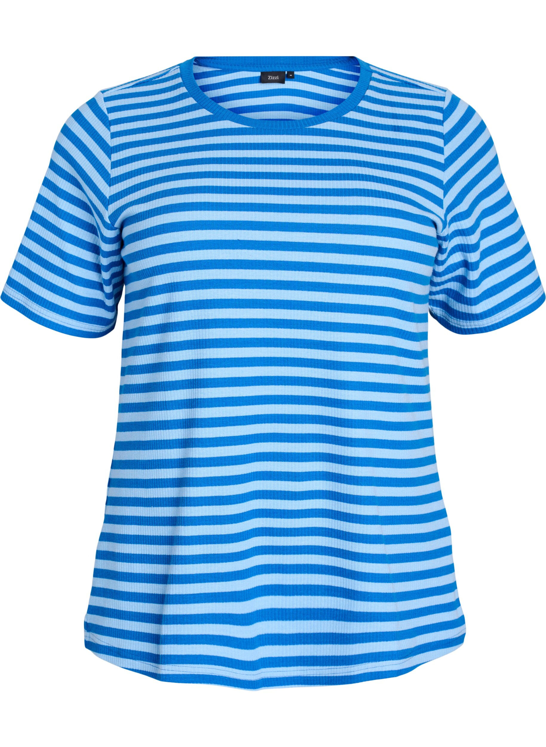 ZizziRandig t-shirt med ribbad struktur, Bl&aring;, Packshot image number 0