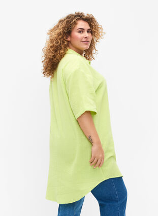 Skjorta i bomull med halvlånga ärmar, Wild Lime, Model image number 1