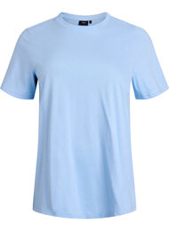 Enkel t-shirt i bomull med rund halsringning, Bl&aring;