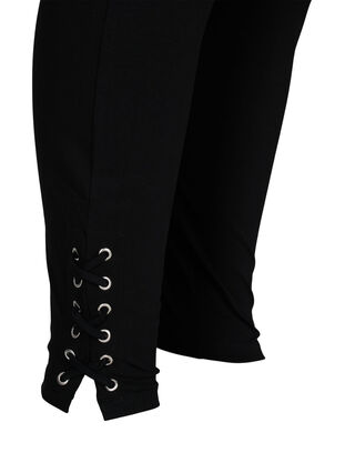 Enfärgade leggings med snörningsdetalj, Black, Packshot image number 3