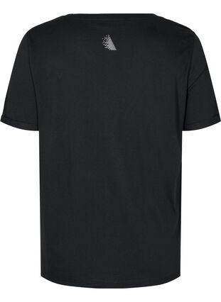 Tränings t-shirt i bomull med text och korta ärmar, Black, Packshot image number 1