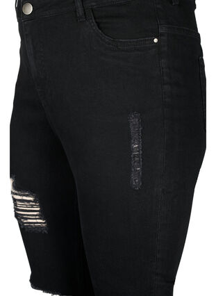 Kroppsnära jeans med slitdetaljer, Black, Packshot image number 2