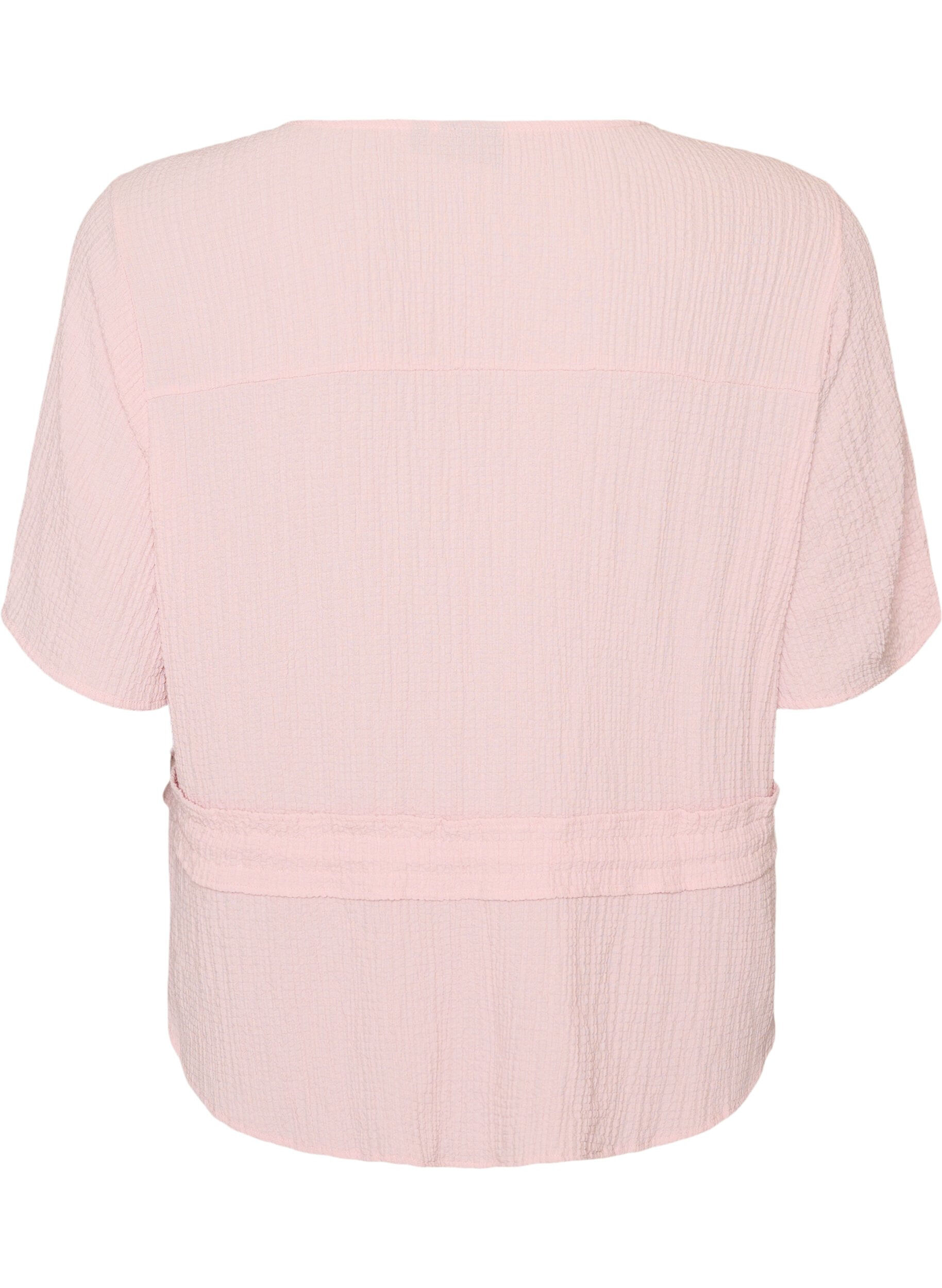 ZizziBlus med struktur och knyt i midjan, Rosa, Packshot image number 1
