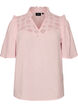 Blus i bomullsmuslin med broderie anglaise och 1/2-&auml;rm, Rosa, Packshot image number 0