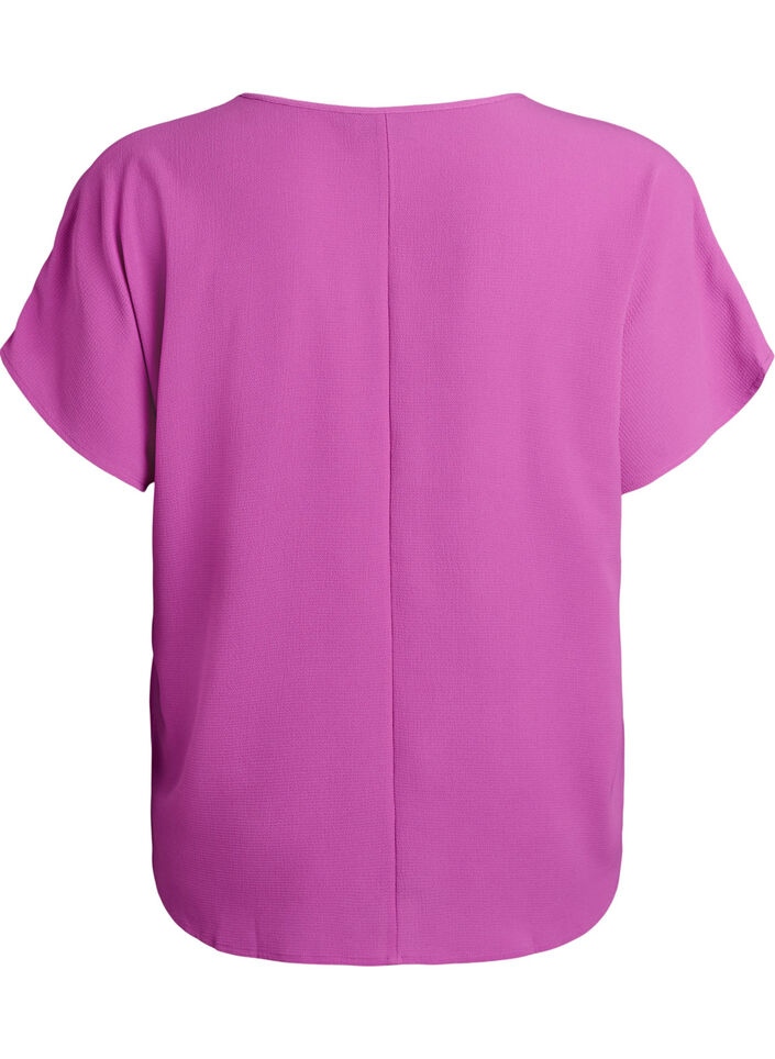 Blus med korta &auml;rmar och rund halsringning, Lila, Packshot image number 1