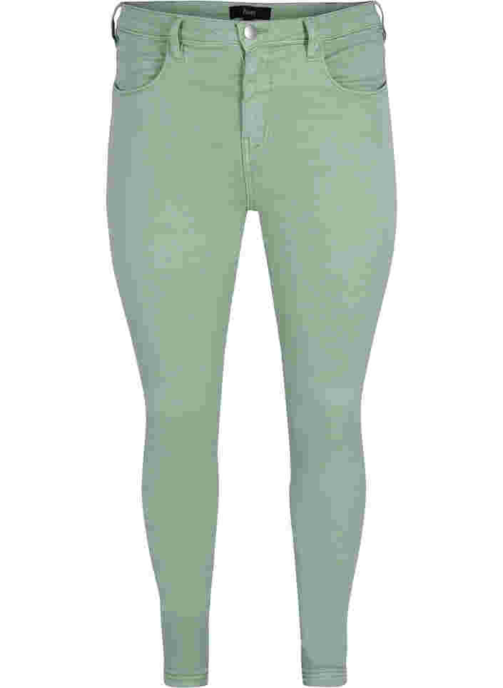 Super slim Amy jeans med hög midja, Frosty Green, Packshot image number 0