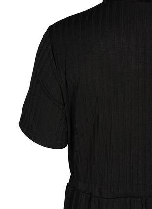 Midiklänning med korta ärmar och knappar, Black, Packshot image number 3