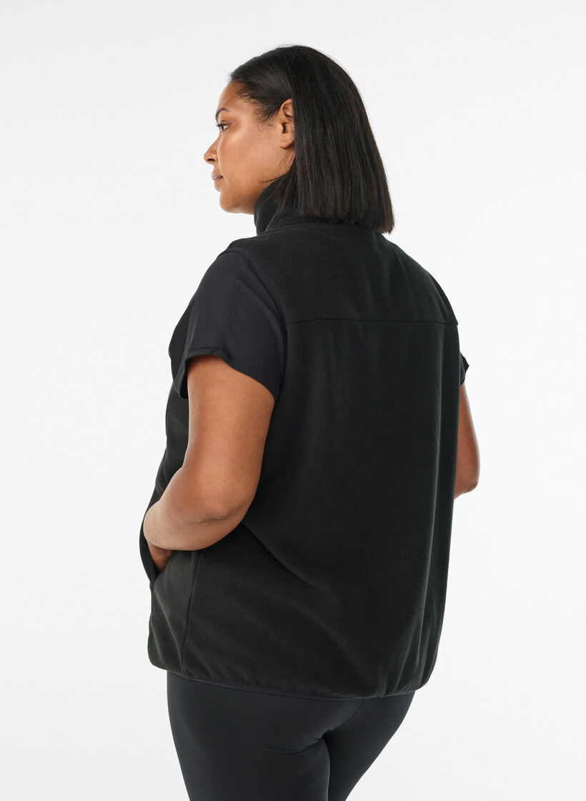 Fleecev&auml;st med fickor, Svart, Model image number 2