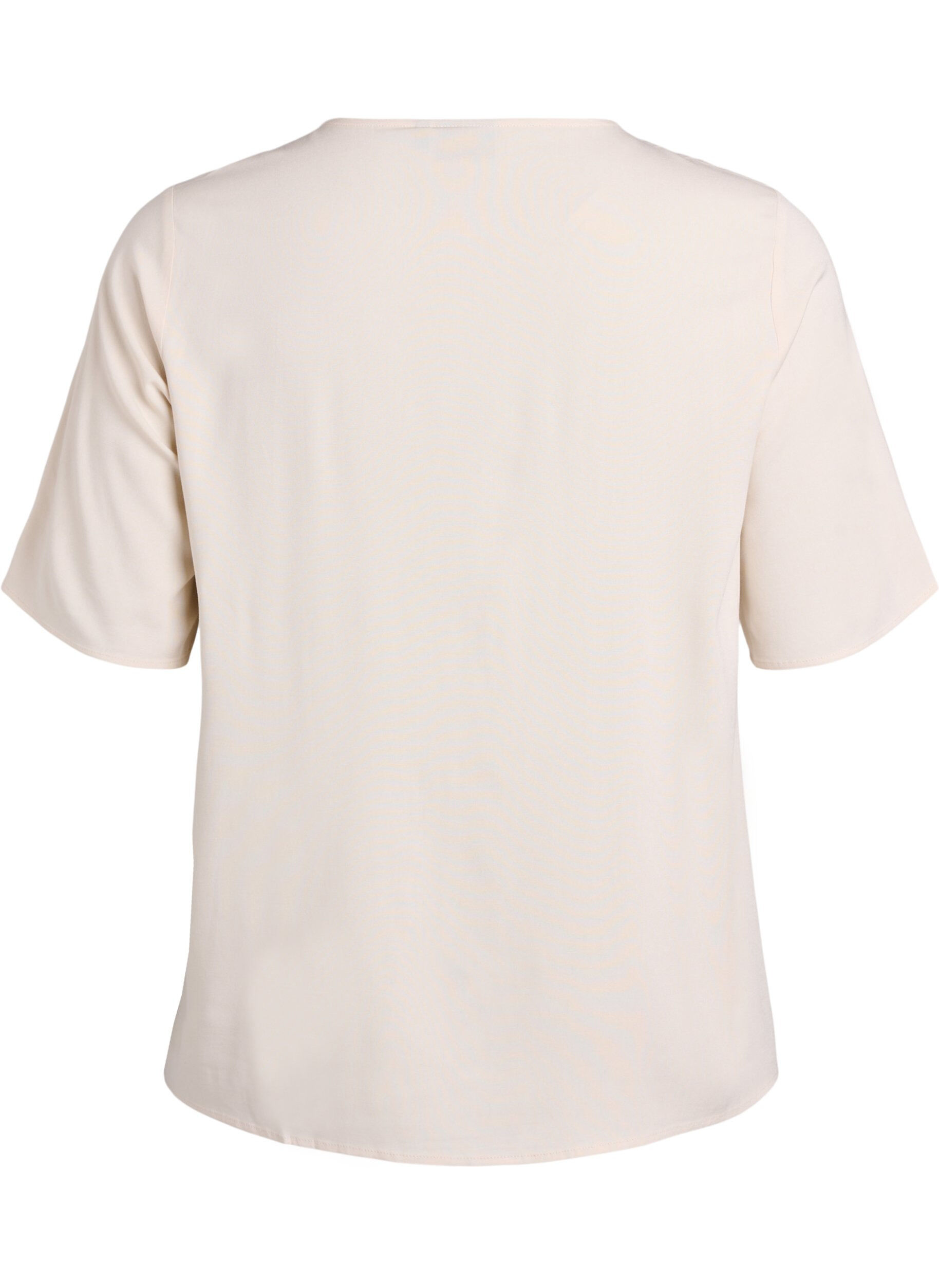 ZizziKort&auml;rmad v&auml;vd blus med rund hals, Beige, Packshot image number 1