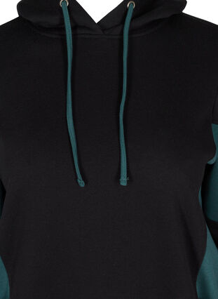 Sweatshirt med fickor och huva, Black, Packshot image number 2