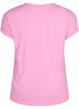 Kortärmad t-shirt i bomullsmix, Rosebloom, Packshot image number 1