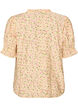 Blommig blus i viskos med korta &auml;rmar och volangkrage, Gul, Packshot image number 1