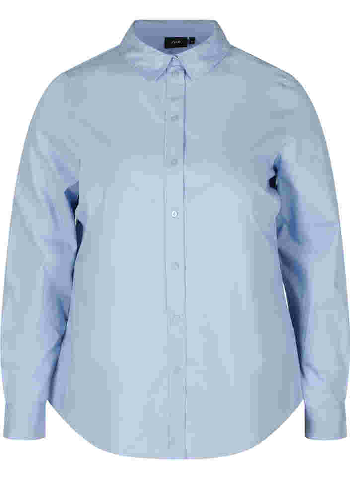 Ekologisk bomullsskjorta med krage och knappar, Blue Heron, Packshot image number 0