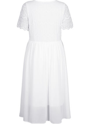 Festklänning med spets och empire-midja, Bright White, Packshot image number 1