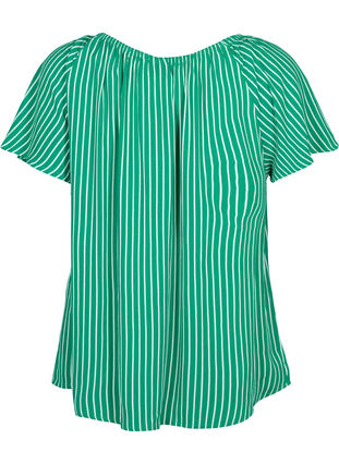 Randig blus i viskos med korta ärmar, J.Green/White Stripe, Packshot image number 1