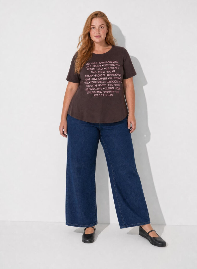 T-shirt med tryck, Brun, Model image number 1