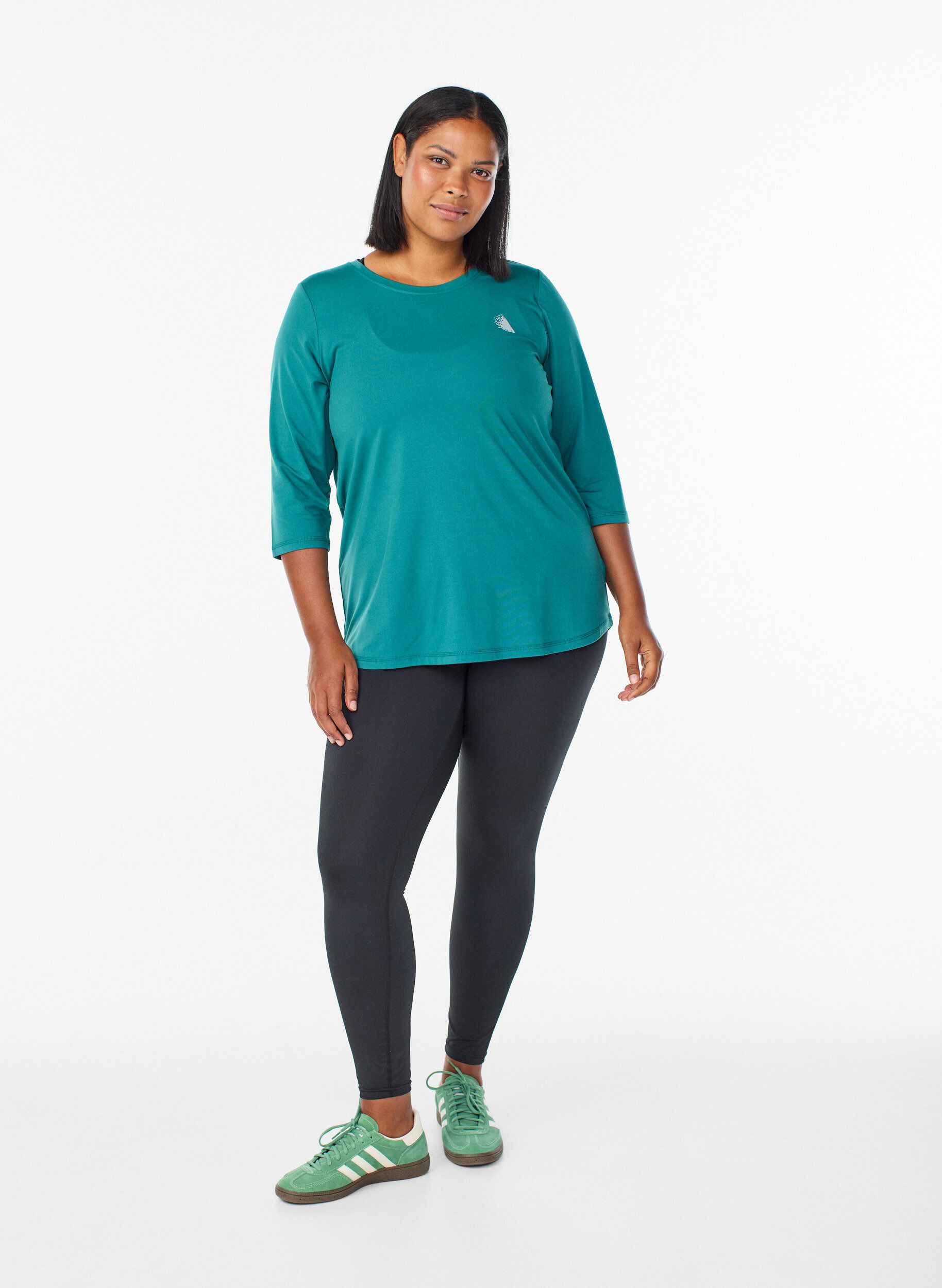 ZizziTr&auml;ningsblus med trekvarts&auml;rm, Gr&ouml;n, Model image number 1