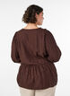 Blus i viskos med prickig textur och v-ringning, Brun, Model image number 2