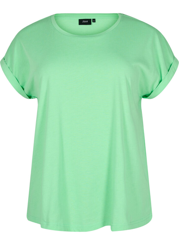 Kort&auml;rmad t-shirt i bomullsblandning, Gr&ouml;n, Packshot image number 0